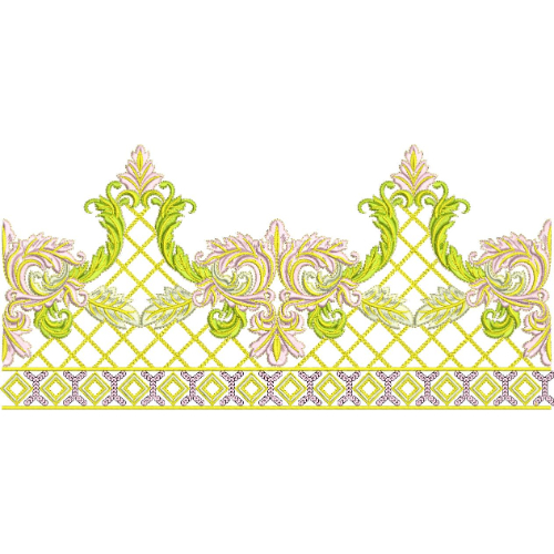 Elegant Royal Floral Diamond Lattice Decorative Border Lace Embroidery Design