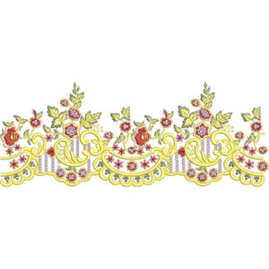 Elegant Vintage Floral Scalloped Decorative Border Lace Embroidery Design