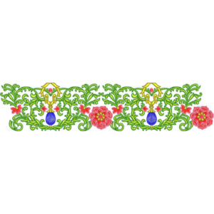 Elegant Ornamental Floral Vine Decorative Border Lace Embroidery Design