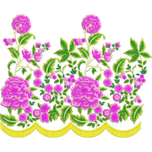 Elegant Blooming Floral Scalloped Border Lace Embroidery Design
