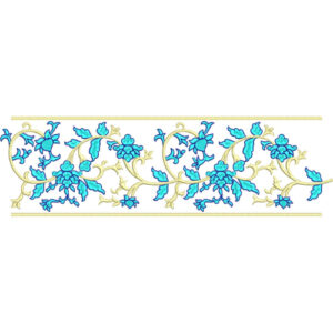 Elegant Blue Floral Scroll Decorative Border Lace Embroidery Design