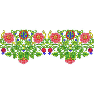 Elegant Ornamental Floral Medallion Decorative Border Lace Embroidery Design