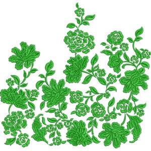 Elegant Botanical Floral Corner Lace Embroidery Design with Ornamental Leaf Motifs