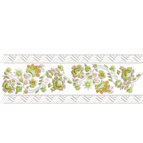 Elegant Floral Vine Panel Decorative Border Lace Embroidery Design