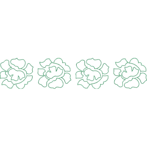 Elegant Minimalist Floral Outline Decorative Border Lace Embroidery Design