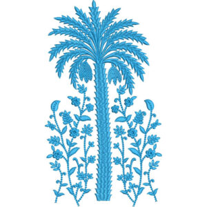 Elegant Palm Tree with Floral Vine Embroidery Machine Design Decorative Botanical Pattern