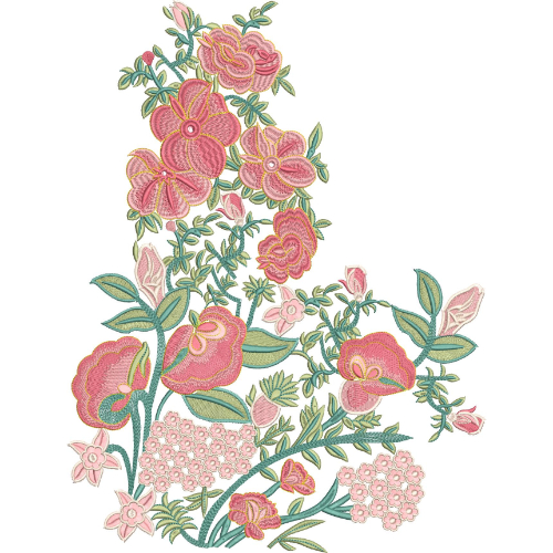 Elegant Vintage Floral Garden Embroidery Machine Design with Blooming Botanical Arrangement
