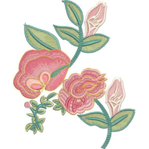 Elegant Vintage Pink Floral Branch Embroidery Machine Design with Decorative Botanical Pattern