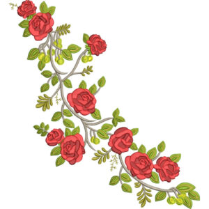 Elegant Rose Floral Vine Embroidery Machine Design with Decorative Botanical Branch Pattern
