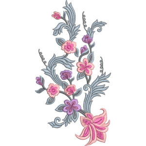 Elegant Decorative Floral Vine Embroidery Machine Design with Lily Blossom Botanical Pattern