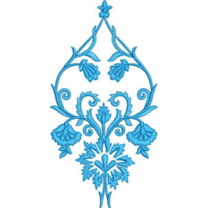 Elegant Ornamental Botanical Scroll Embroidery Machine Design with Decorative Floral Motif Pattern
