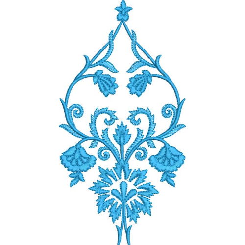 Elegant Ornamental Botanical Scroll Embroidery Machine Design with Decorative Floral Motif Pattern