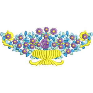 Elegant Floral Urn Embroidery Machine Design with Decorative Botanical Garland Pattern