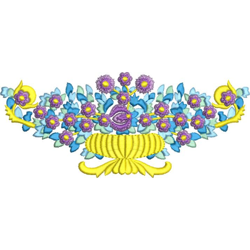 Elegant Floral Urn Embroidery Machine Design with Decorative Botanical Garland Pattern