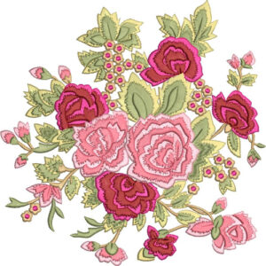 Elegant Rose Bouquet Embroidery Machine Design with Decorative Floral Garden Pattern