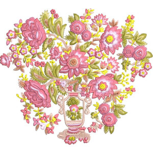 Elegant Floral Bouquet with Ornamental Vase Embroidery Machine Design Decorative Botanical Pattern Set