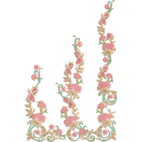 Elegant Floral Corner Border Embroidery Machine Design Set with Decorative Rose Vine Pattern