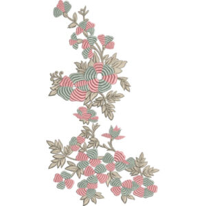 Elegant Geometric Floral Corner Embroidery Machine Design with Decorative Botanical Pattern