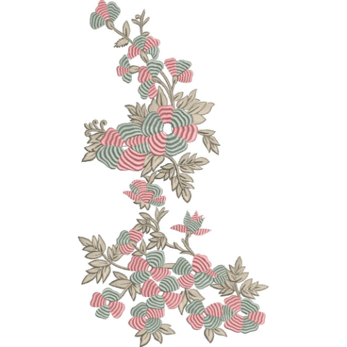 Elegant Geometric Floral Corner Embroidery Machine Design with Decorative Botanical Pattern