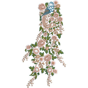 Elegant Peacock Floral Vine Embroidery Machine Design with Decorative Botanical Paisley Pattern