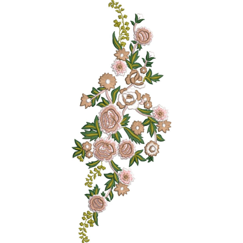 Elegant Floral Vine Embroidery Machine Design with Decorative Botanical Blossom Pattern