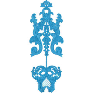 Elegant Ornamental Damask Embroidery Machine Design with Decorative Floral Scroll Pattern