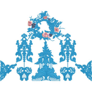 Elegant Ornamental Floral Neckline Embroidery Machine Design with Decorative Damask Scroll Pattern Set