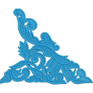 Elegant Ornamental Corner Embroidery Machine Design with Decorative Botanical Scroll Pattern