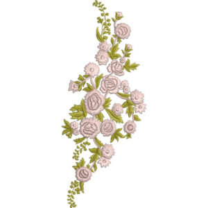 Elegant Floral Vine Embroidery Machine Design with Decorative Botanical Rose Blossom Pattern