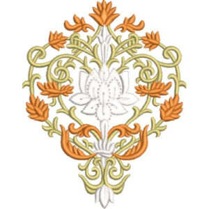 Elegant Ornamental Floral Medallion Embroidery Machine Design with Decorative Botanical Scroll Pattern