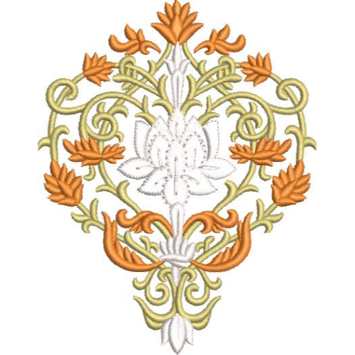 Elegant Ornamental Floral Medallion Embroidery Machine Design with Decorative Botanical Scroll Pattern