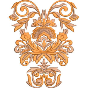 Elegant Ornamental Floral Embroidery Machine Design with Decorative Botanical Scroll Pattern