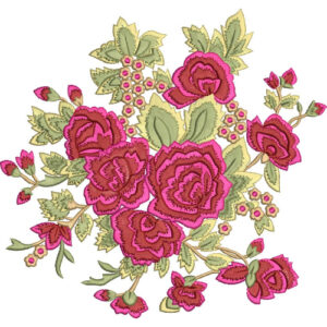 Elegant Rose Bouquet Embroidery Machine Design with Decorative Botanical Floral Pattern