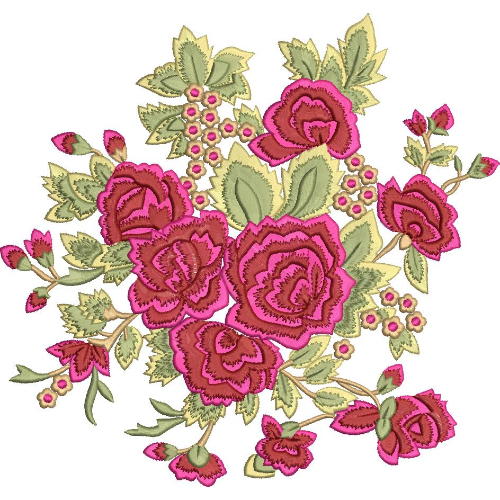 Elegant Rose Bouquet Embroidery Machine Design with Decorative Botanical Floral Pattern