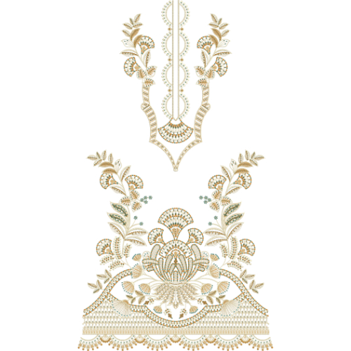 Elegant Floral Neckline Dress Embroidery Design