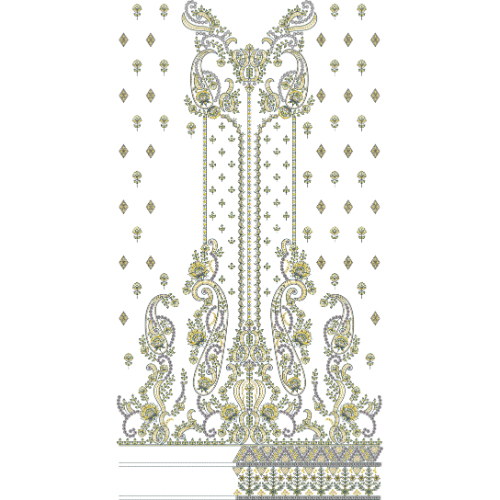 Elegant Paisley Front Dress Embroidery Design
