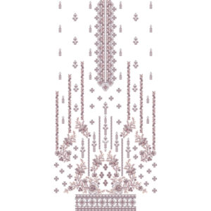 Elegant Floral Front Panel Dress Embroidery Design