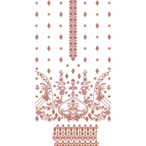 Elegant Floral Front Dress Embroidery Design