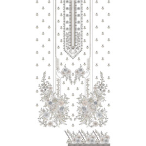 Elegant Floral Front Panel Dress Embroidery Design