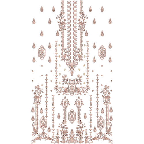 Elegant Ornamental Front Dress Embroidery Design