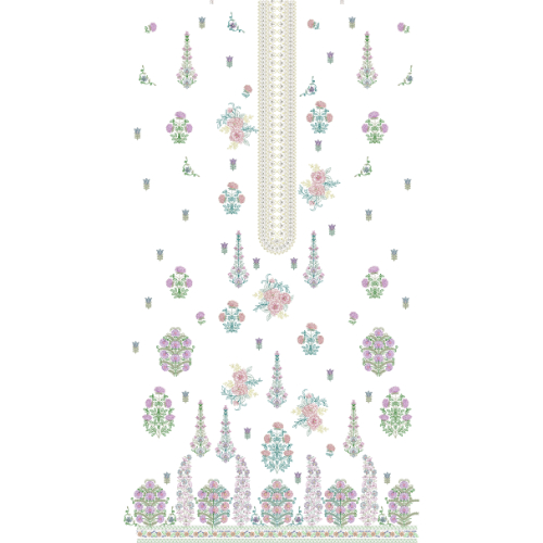 Elegant Floral Front Dress Embroidery Design