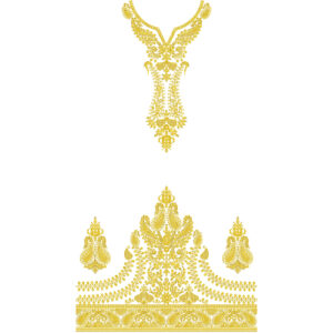 Elegant Ornamental Neckline Dress Embroidery Design