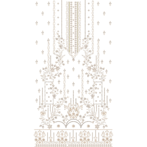 Elegant Floral Front Panel Dress Embroidery Design
