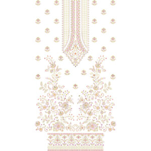 Elegant Floral Front Panel Dress Embroidery Design