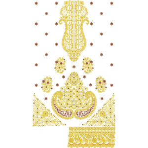 Elegant Ornamental Front Dress Embroidery Design