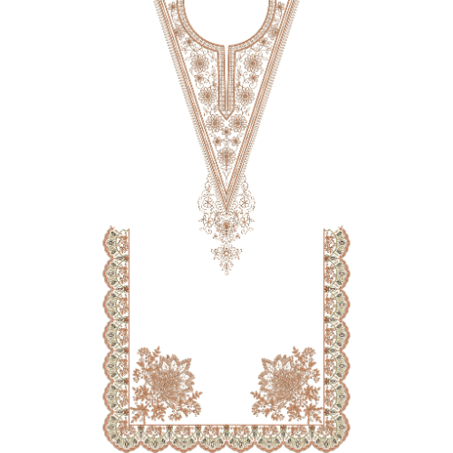 Elegant V-Neck Dress Embroidery Design