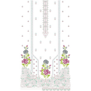 Elegant Floral Front Panel Dress Embroidery Design