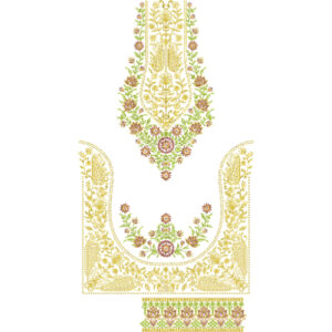 Elegant Floral Front Dress Embroidery Design