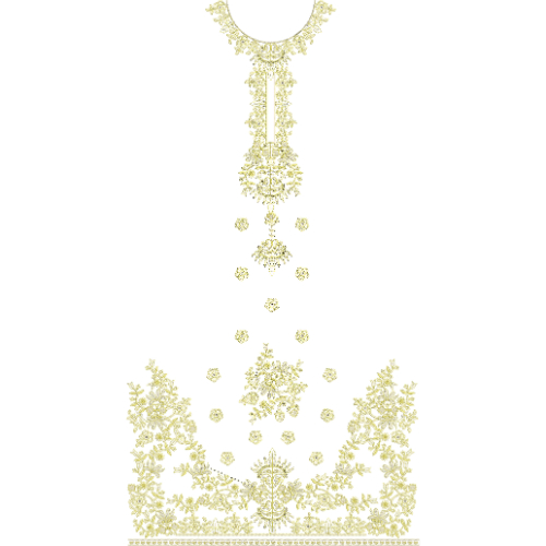 Elegant Floral Neckline Dress Embroidery Design