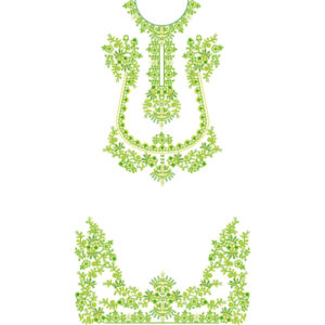 Elegant Floral Neckline Dress Embroidery Design